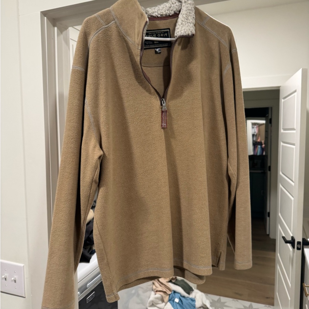 Men's Tan Quarter-Zip Sweater